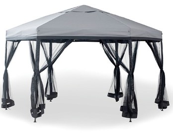 Furniture of America Grey 11-Foot Pop-Up Gazebo with Side Curtains