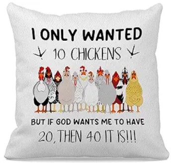 10 CHICKENS Fabric Throw Pillow