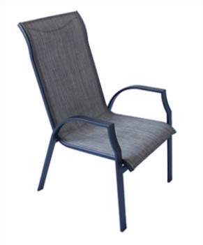 Outdoor Premium Charcoal Mesh Sling Chair with Notched Arms