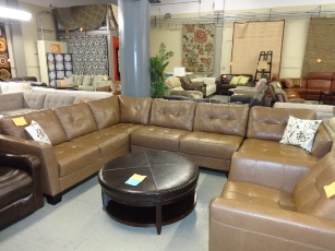 Martino Tan Italian Leather Sectional with Chaise