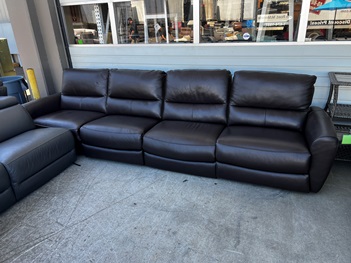 Dark Brown Leather 4-Piece Power Reclining Sofa