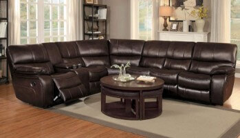Homelegance Pecos Dark Brown Leather Gel Match 4-Piece Reclining Sectional with Console