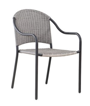 Outdoor Grey PVC Wicker Chair with Black Frame