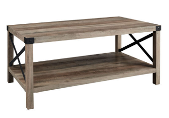 Stanley Ranger Grey Coffee Table with Rustic Metal X Rustic Accents