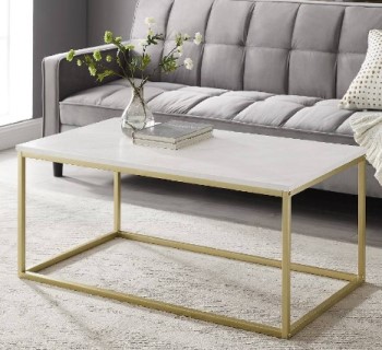 Stanley Ranger Luxe Gold & Faux White Marble Coffee Table