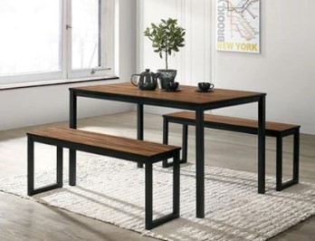 Furniture of America Tripoli Dining Set with 2 Benches