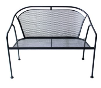 Outdoor Bench with Black Coated Steel Frame