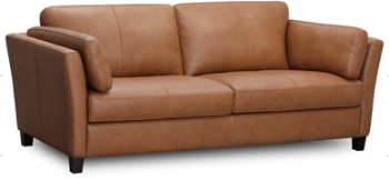 Simon Li Cognac Leather Sofa with Flared Arms