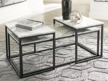 Ashley Danube Faux Marble & Metal Nesting Coffee & End Table Set (set of 3)