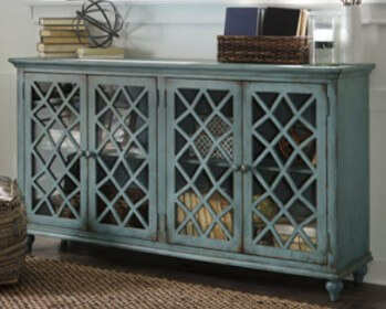 Ashley Miriam Teal Console Cabinet (blemished)