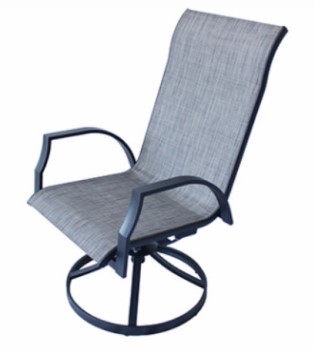 Outdoor Premium Charcoal Mesh Swivel Rocker with Notched Arms