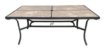 Black Steel Rectangular Outdoor Table with Slate Glass Top