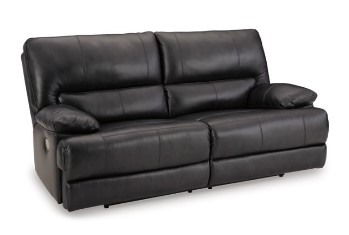 Ashley Montego Black Leather Dual Power Reclining Sofa