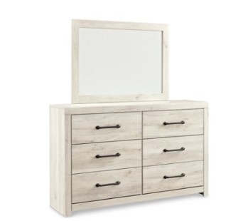 Ashley Camden Distressed White Wood-Look 6-Drawer Dresser with Mirror