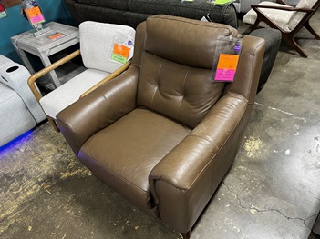 Amax Campania Brown Leather Dual Power Recliner (blemished)