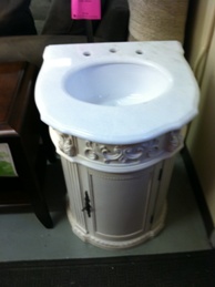 Ivory Carved Sink Vanity with Granite Top