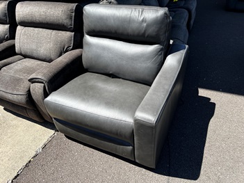 Charcoal Leather One-Arm Power Recliner