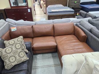 Amax Antilles Cognac Leather Sofa with Right-Hand Chaise