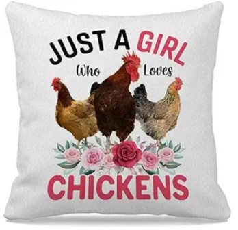 JUST A GIRL WHO LOVES CHICKENS Fabric Throw Pillow