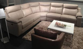 HTL Light Silver Leather Power Reclining Sectional