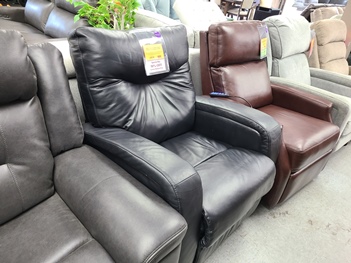 Palliser Valencia Ink Black Leather Pushback Swivel Recliner