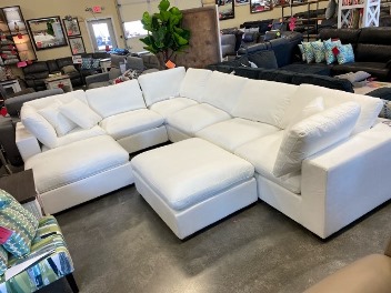 Living Style Lowell White Fabric 8-Piece Sectional