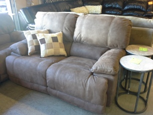 Manwah Jedd Light Brown Microsuede Power Reclining Loveseat