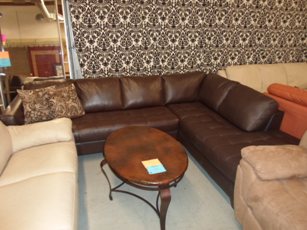 Natuzzi Chocolate Italian Leather Sectional with Chaise