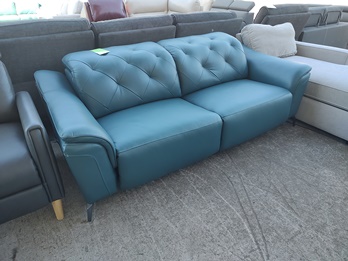 Jason Furniture Carvel Blue Leather Sofa (does not recline)