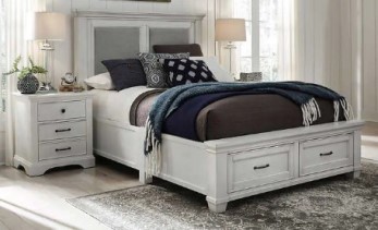 Universal Pierce Distressed White & Grey King Storage Bed