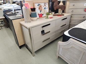 Stratum Light Grey Dresser with Chrome Accents