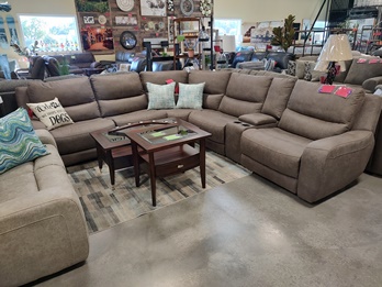 Manwah Taylor Microsuede 6-Piece Power Reclining Sectional in Texas Slate