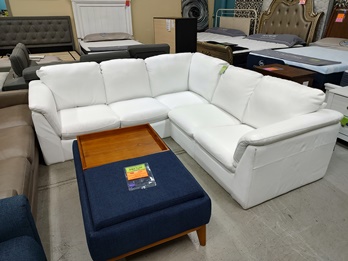 White Leather 2-Piece Sectional