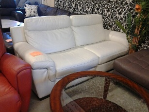 Natuzzi White Italian Leather Power Reclining Sofa