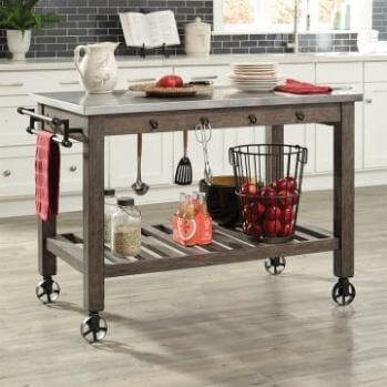 Coaster Scott Living Hardwood Kitchen Island with Metal Accents