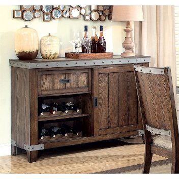Coaster Dark Ash Sideboard with Wine Rack & Metal Accents