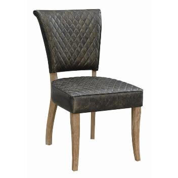 Coaster Distressed Dark Brown Side Chairs with Diamond Stitching & Nailhead Trim (set of 2)