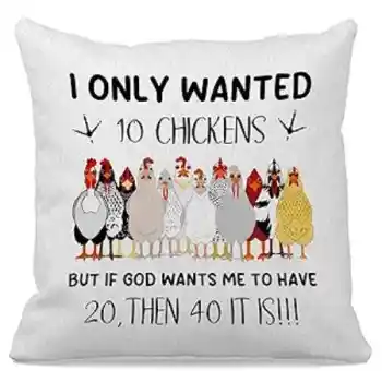 10 CHICKENS Fabric Throw Pillow