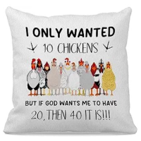 10 CHICKENS Fabric Throw Pillow