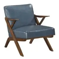 Homelegance Slate Blue Faux Leather Mid-Century Accent Chair