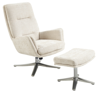 Homelegance Parker Beige Swivel Chair with Ottoman