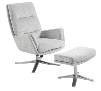 Homelegance Parker Grey Swivel Chair with Ottoman