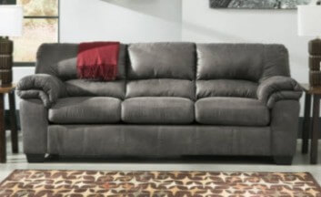 Ashley Benton Charcoal Microsuede Sofa with Contrast Stitching Accents