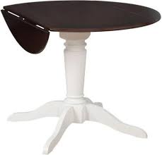 Coaster White & Dark Walnut Finish Round Drop-Leaf Dining Table