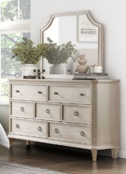 Homelegance Leander Light Brown 7-Drawer Dresser with Mirror