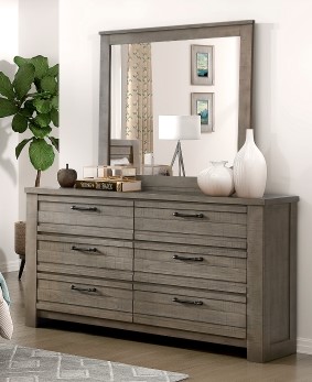 Homelegance Grey Finish Hardwood 6-Drawer Dresser with Mirror