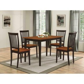 Coaster Dark Cappuccino & Golden Oak Finish Dining Set with 4 Chairs