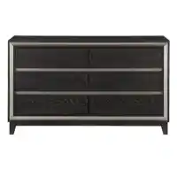 Homelegance Ebony Dresser 6-Drawer Dresser with Silver Accents