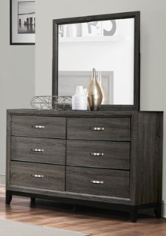 Homelegance Davi Grey 6-Drawer Dresser with Mirror