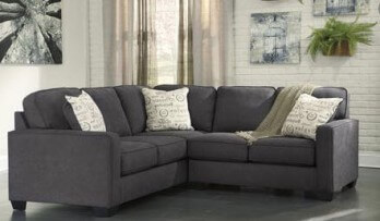 Ashley Lana Charcoal Fabric Sectional with Squared Arms